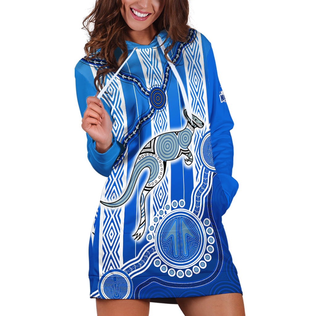 (Custom Text And Number) Kangaroos Indigenous Hoodie Dress North Melbourne Football - Vibe Hoodie Shop