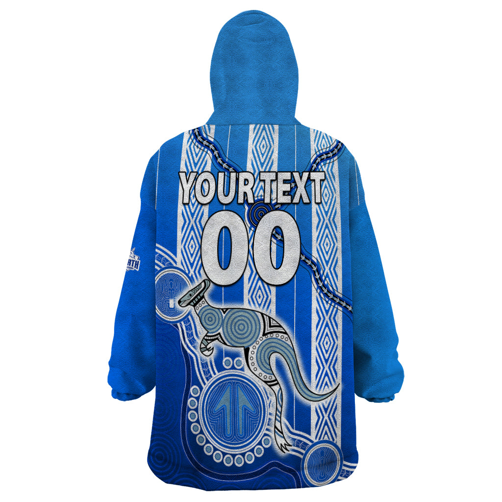 (Custom Text And Number) Kangaroos Indigenous Wearable Blanket Hoodie North Melbourne Football - Vibe Hoodie Shop