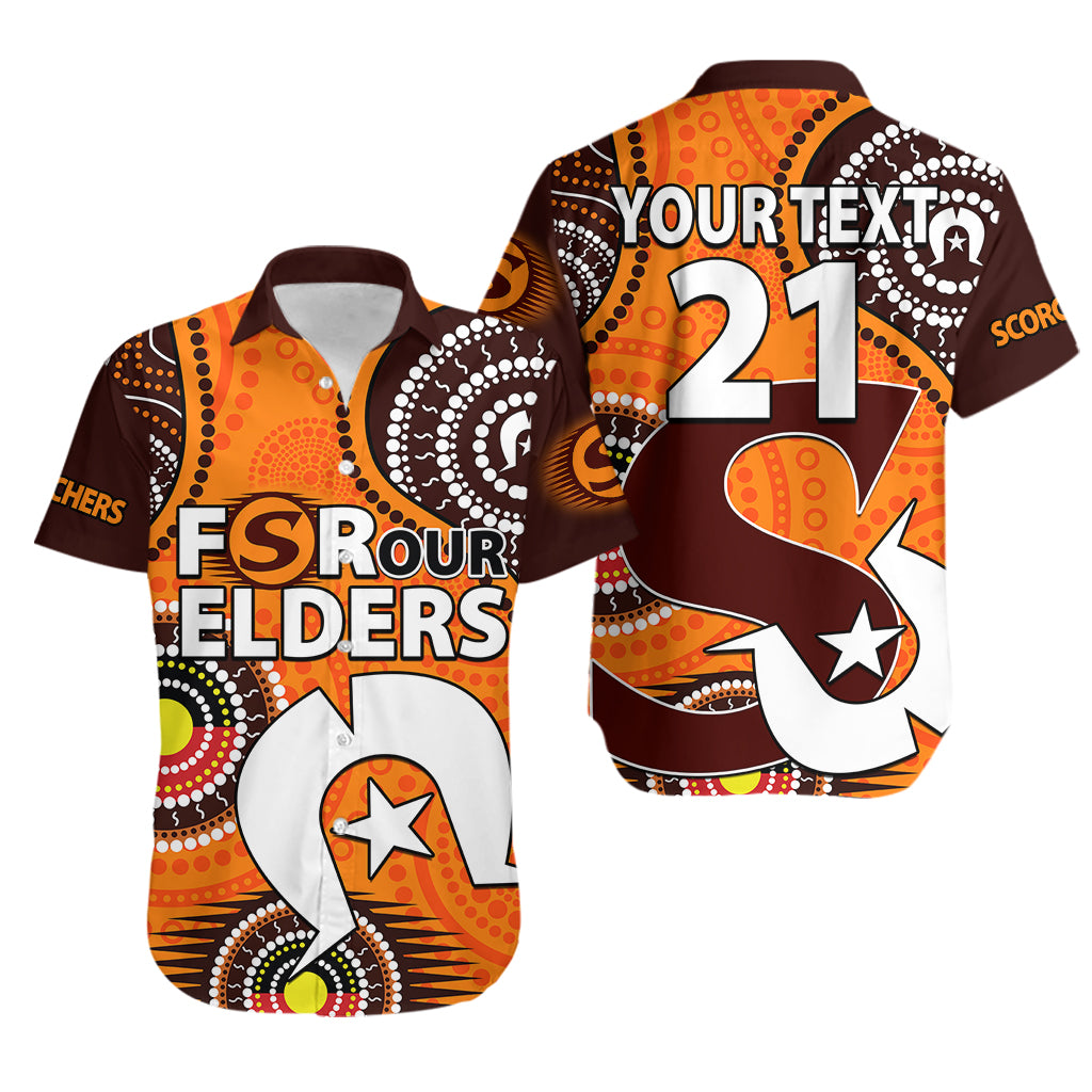(Custom Text And Number) 2023 Scorchers BBL Hawaiian Shirt Aboriginal NAIDOC For Our Elders - Vibe Hoodie Shop