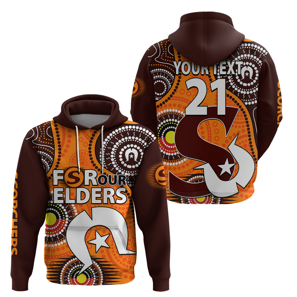 (Custom Text And Number) 2023 Scorchers BBL Hoodie Aboriginal NAIDOC For Our Elders LT9 - Vibe Hoodie Shop