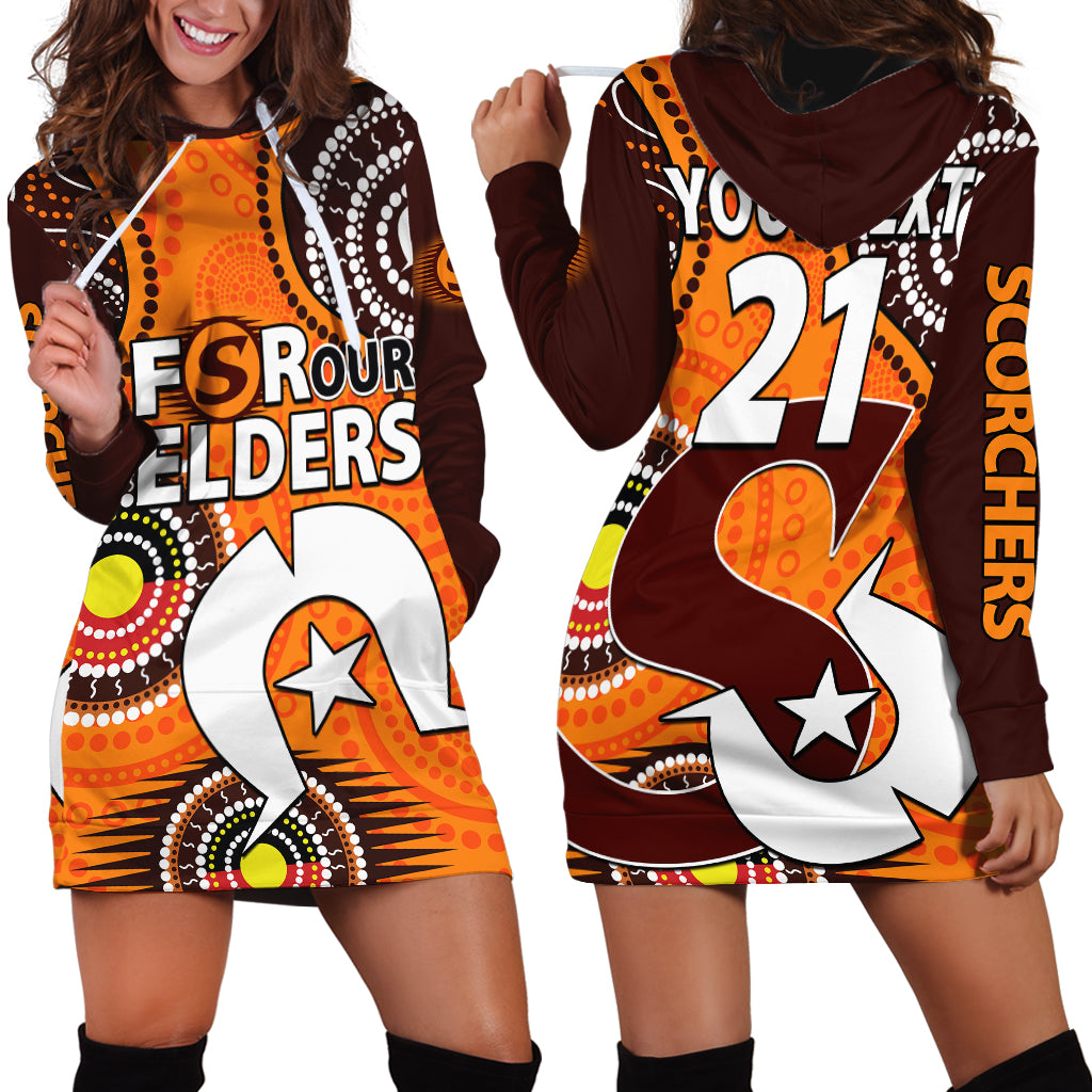 (Custom Text And Number) 2023 Scorchers BBL Hoodie Dress Aboriginal NAIDOC For Our Elders - Vibe Hoodie Shop