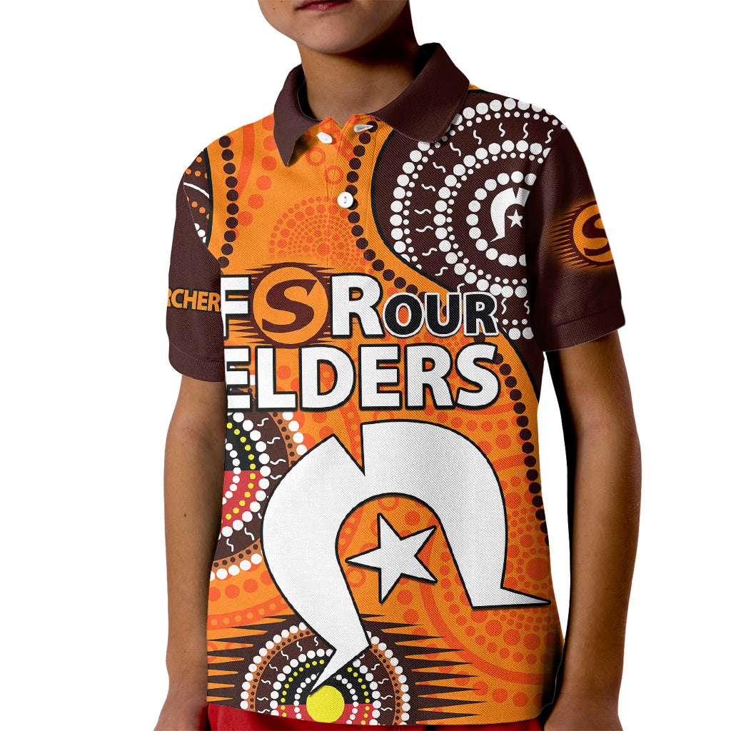 (Custom Text And Number) 2023 Scorchers BBL Kid Polo Shirt Aboriginal NAIDOC For Our Elders - Vibe Hoodie Shop