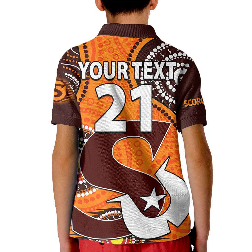 (Custom Text And Number) 2023 Scorchers BBL Kid Polo Shirt Aboriginal NAIDOC For Our Elders - Vibe Hoodie Shop