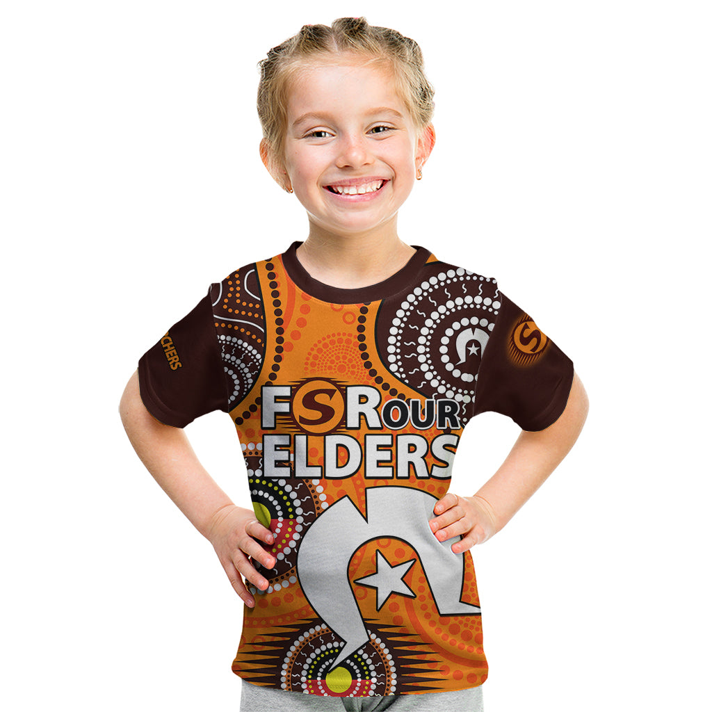 (Custom Text And Number) 2023 Scorchers BBL Kid T Shirt Aboriginal NAIDOC For Our Elders - Vibe Hoodie Shop