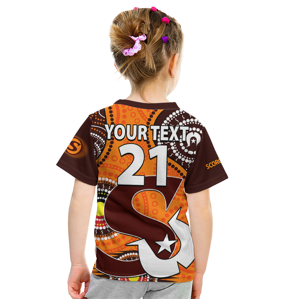 (Custom Text And Number) 2023 Scorchers BBL Kid T Shirt Aboriginal NAIDOC For Our Elders - Vibe Hoodie Shop