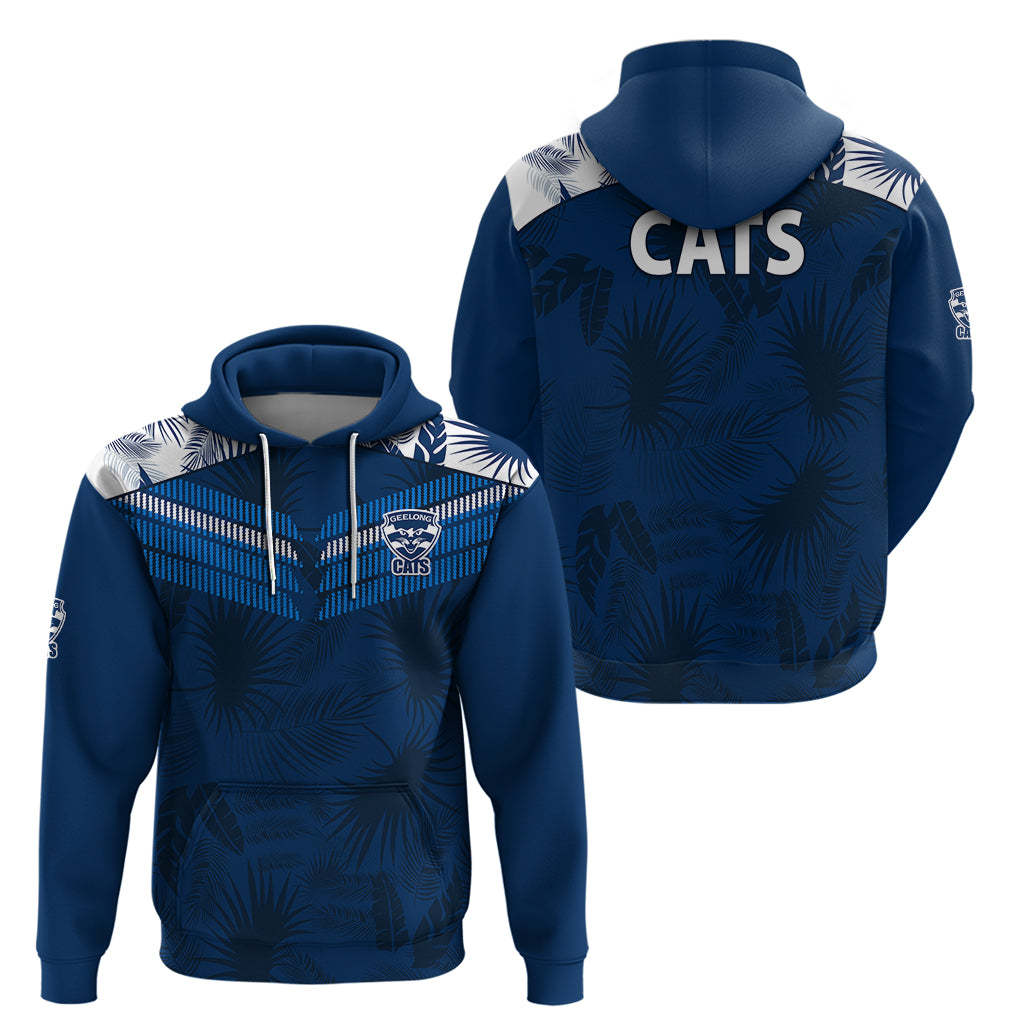 Geelong Cats Football Hoodie Simple Hawaiian Palms Leaf LT9 - Vibe Hoodie Shop
