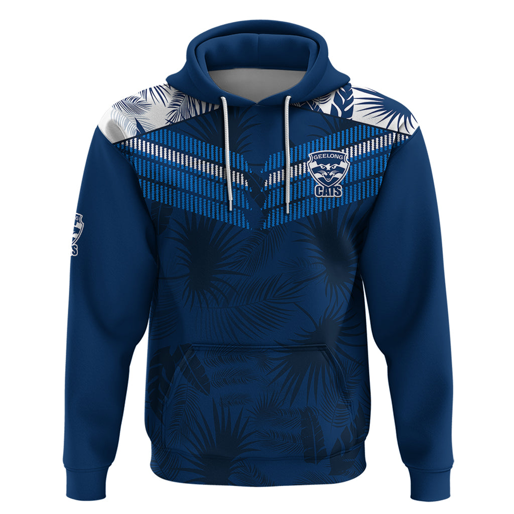 Geelong Cats Football Hoodie Simple Hawaiian Palms Leaf LT9 - Vibe Hoodie Shop