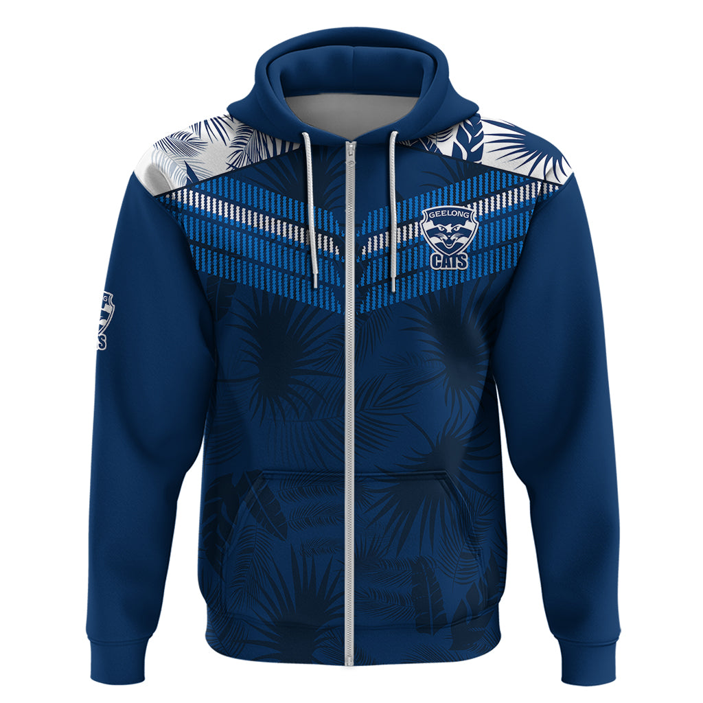 Geelong Cats Football Hoodie Simple Hawaiian Palms Leaf LT9 - Vibe Hoodie Shop