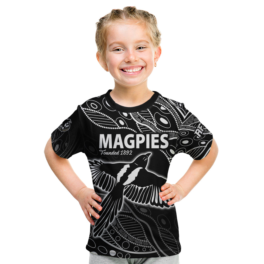 (Custom Text And Number) 2023 Collingwood Magpies Football Kid T Shirt Pies Founded 1892 - Vibe Hoodie Shop