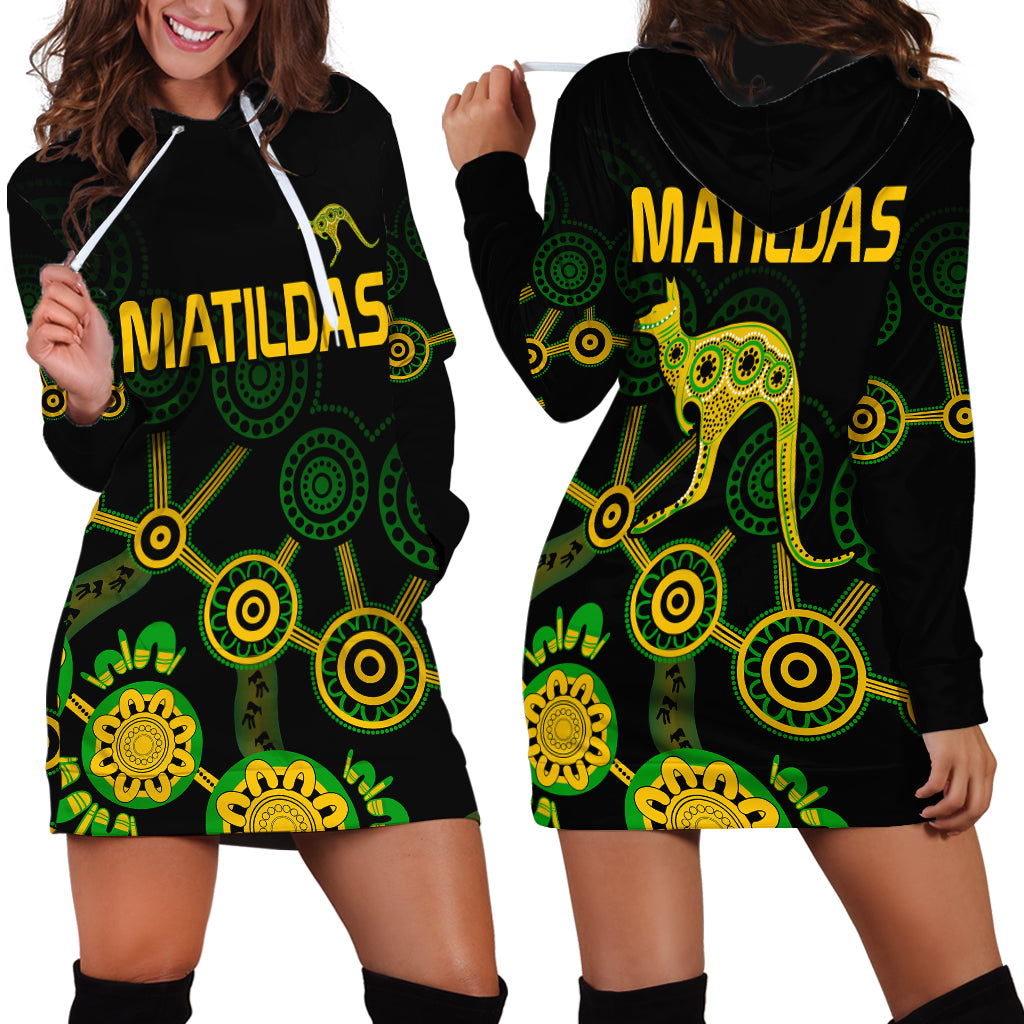 Australia Soccer Hoodie Dress Matildas World Cup With Kangaroo - Vibe Hoodie Shop