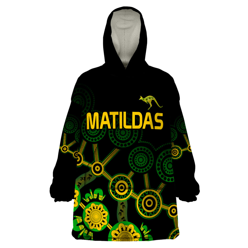 Australia Soccer Wearable Blanket Hoodie Matildas World Cup With Kangaroo - Vibe Hoodie Shop