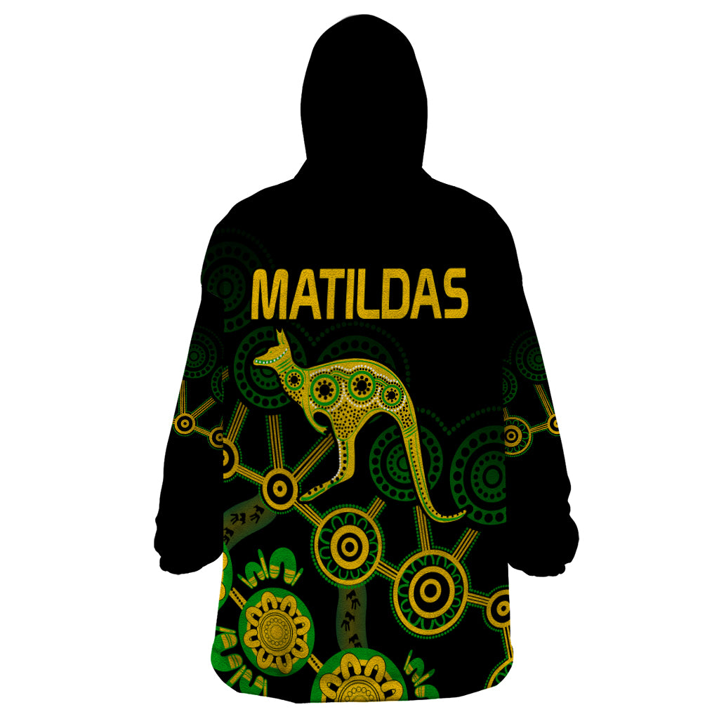 Australia Soccer Wearable Blanket Hoodie Matildas World Cup With Kangaroo - Vibe Hoodie Shop