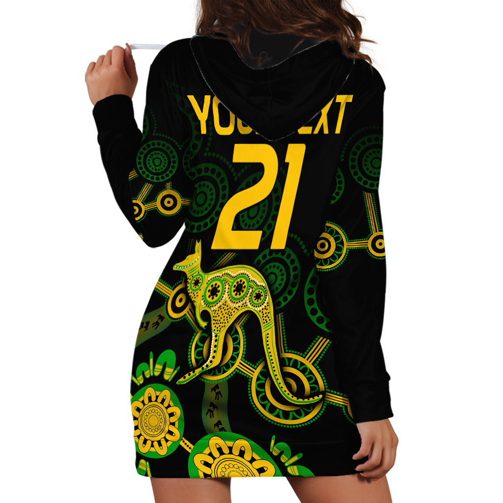 (Custom Text And Number) Australia Soccer Hoodie Dress Matildas World Cup With Kangaroo - Vibe Hoodie Shop