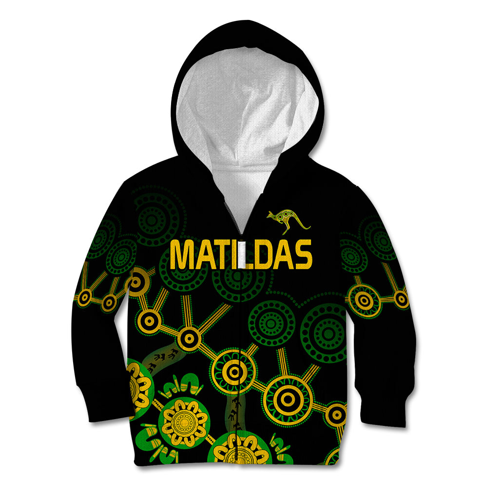 (Custom Text And Number) Australia Soccer Kid Hoodie Matildas World Cup With Kangaroo - Vibe Hoodie Shop