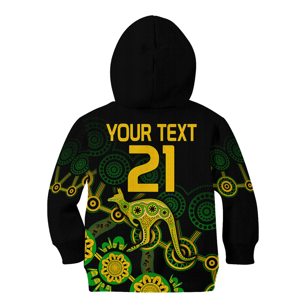 (Custom Text And Number) Australia Soccer Kid Hoodie Matildas World Cup With Kangaroo - Vibe Hoodie Shop