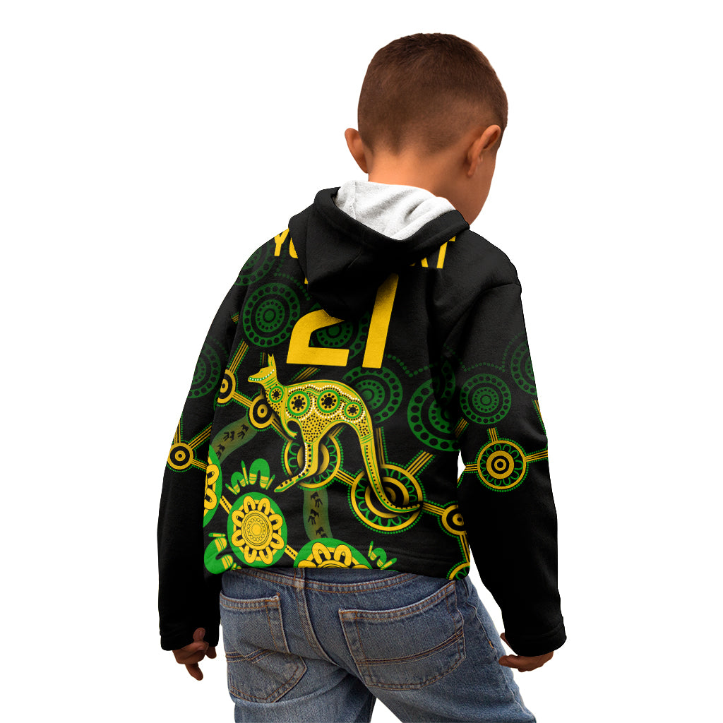 (Custom Text And Number) Australia Soccer Kid Hoodie Matildas World Cup With Kangaroo - Vibe Hoodie Shop