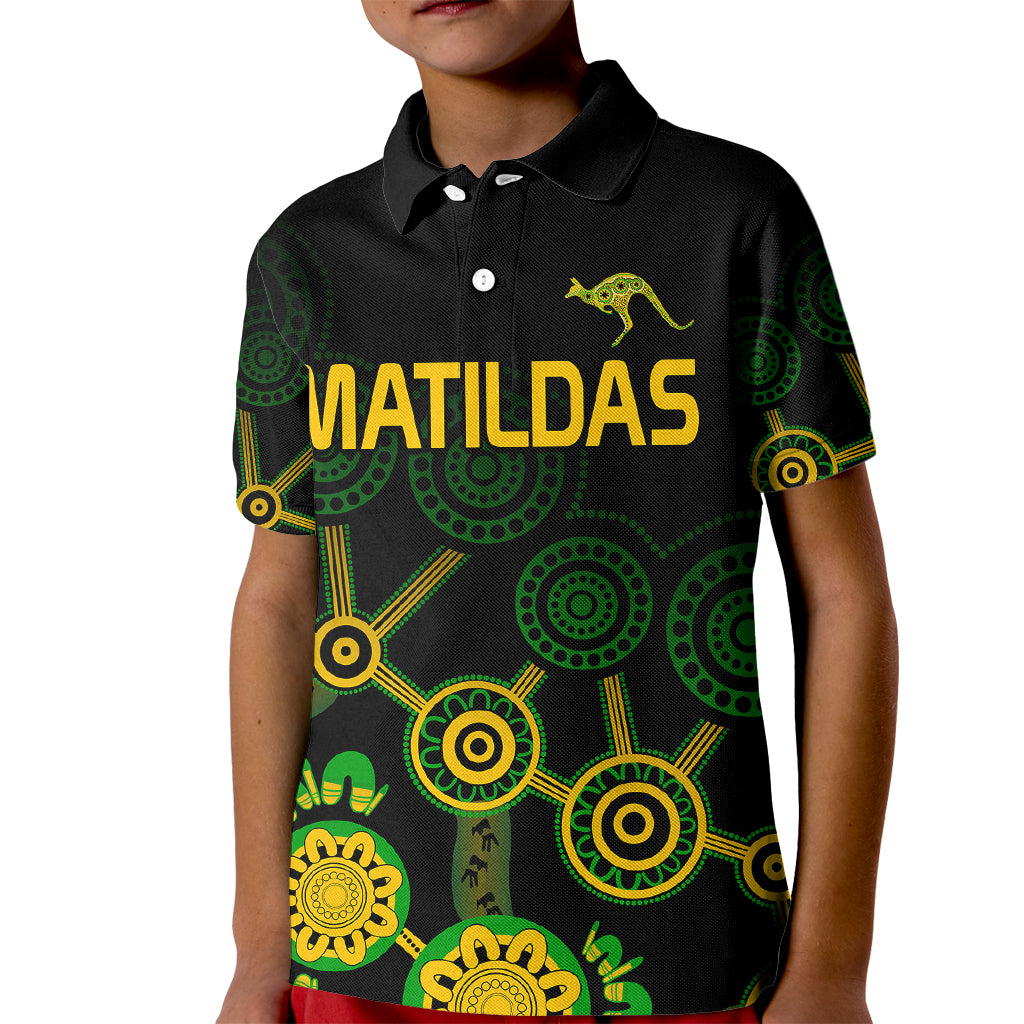 (Custom Text And Number) Australia Soccer Kid Polo Shirt Matildas World Cup With Kangaroo - Vibe Hoodie Shop