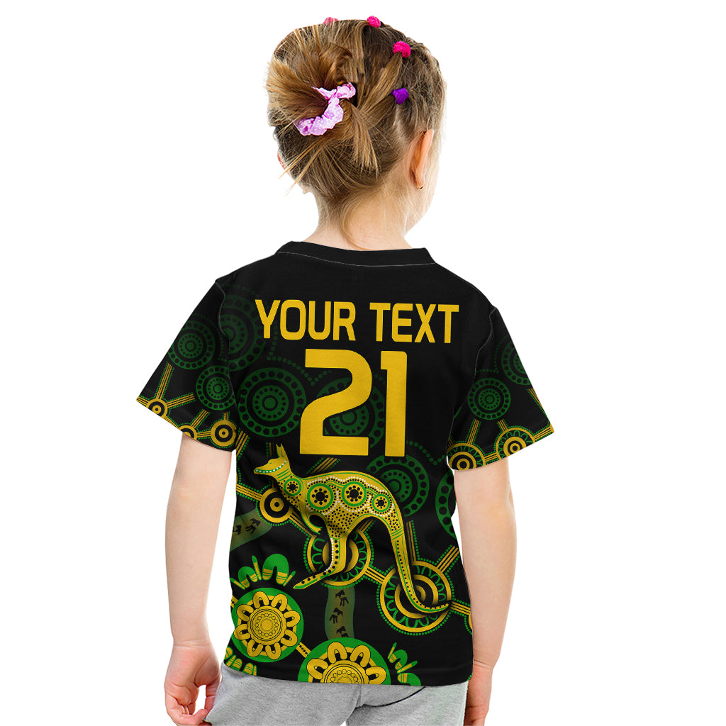 (Custom Text And Number) Australia Soccer Kid T Shirt Matildas World Cup With Kangaroo - Vibe Hoodie Shop