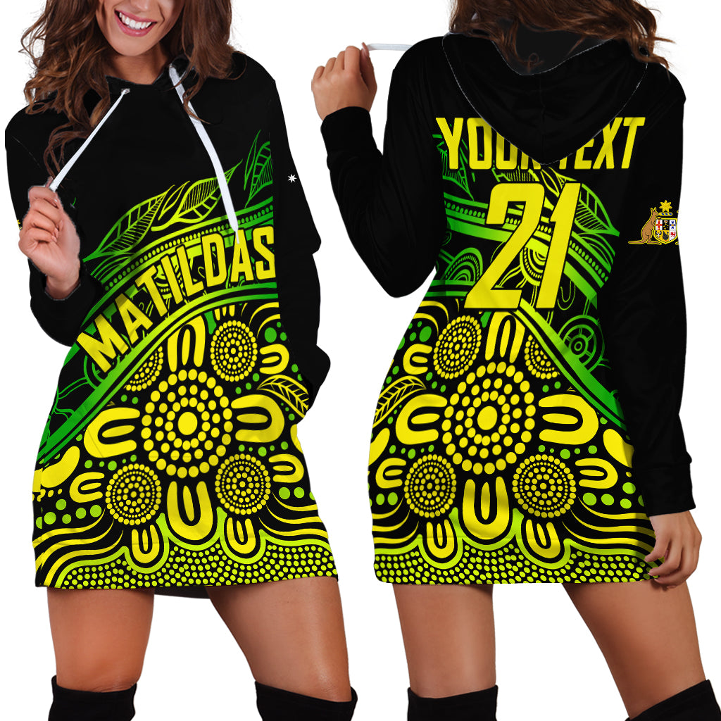 (Custom Text And Number) 2023 Australia Soccer Matildas Hoodie Dress - Vibe Hoodie Shop