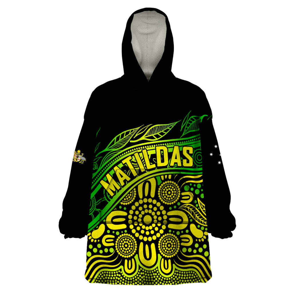 (Custom Text And Number) 2023 Australia Soccer Matildas Wearable Blanket Hoodie - Vibe Hoodie Shop