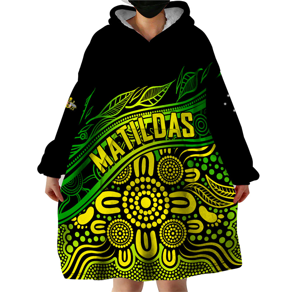(Custom Text And Number) 2023 Australia Soccer Matildas Wearable Blanket Hoodie - Vibe Hoodie Shop