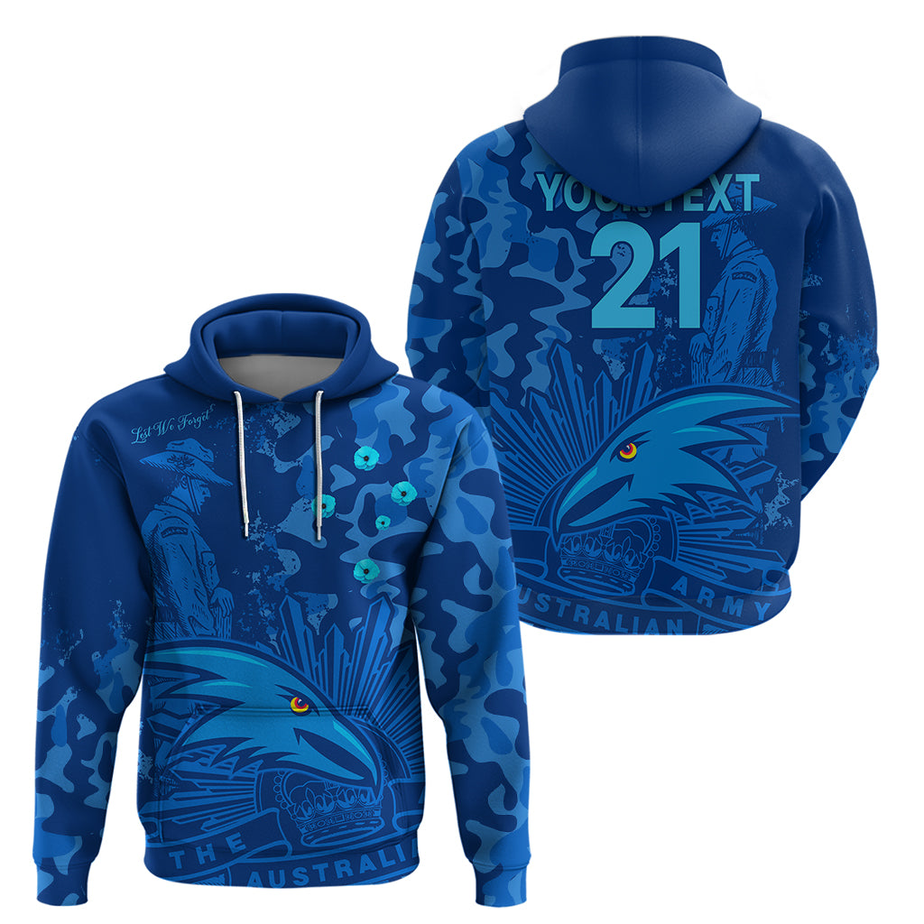 (Custom Text And Number) AFL ANZAC 2023 Adelaide Crows Hoodie Camouflage LT9 - Vibe Hoodie Shop