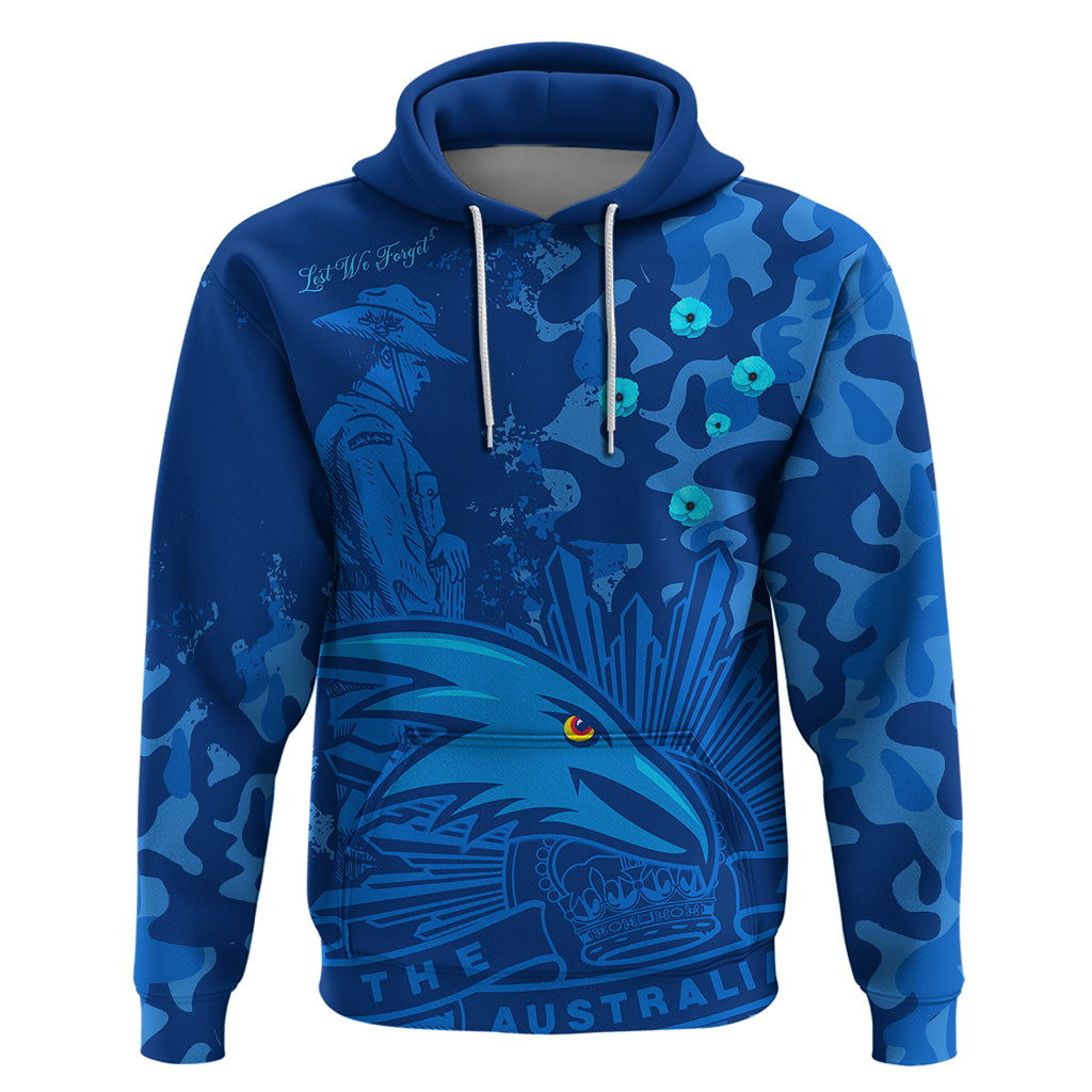 (Custom Text And Number) AFL ANZAC 2023 Adelaide Crows Hoodie Camouflage LT9 - Vibe Hoodie Shop