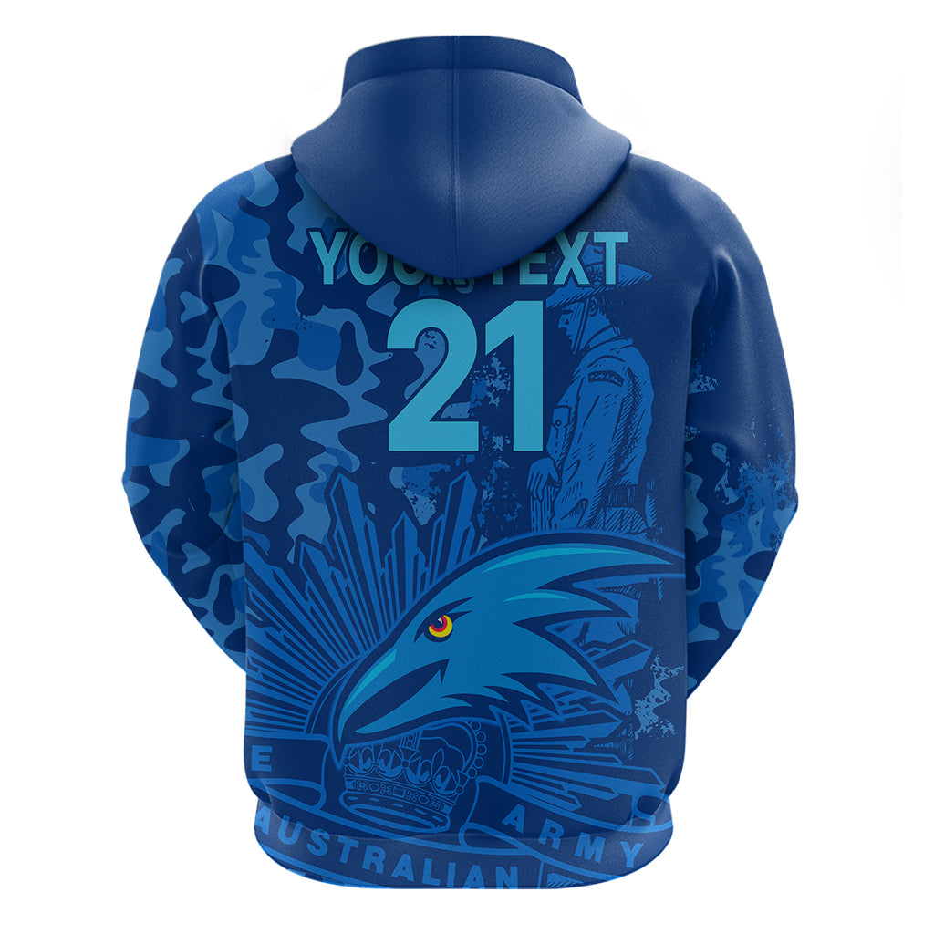 (Custom Text And Number) AFL ANZAC 2023 Adelaide Crows Hoodie Camouflage LT9 - Vibe Hoodie Shop