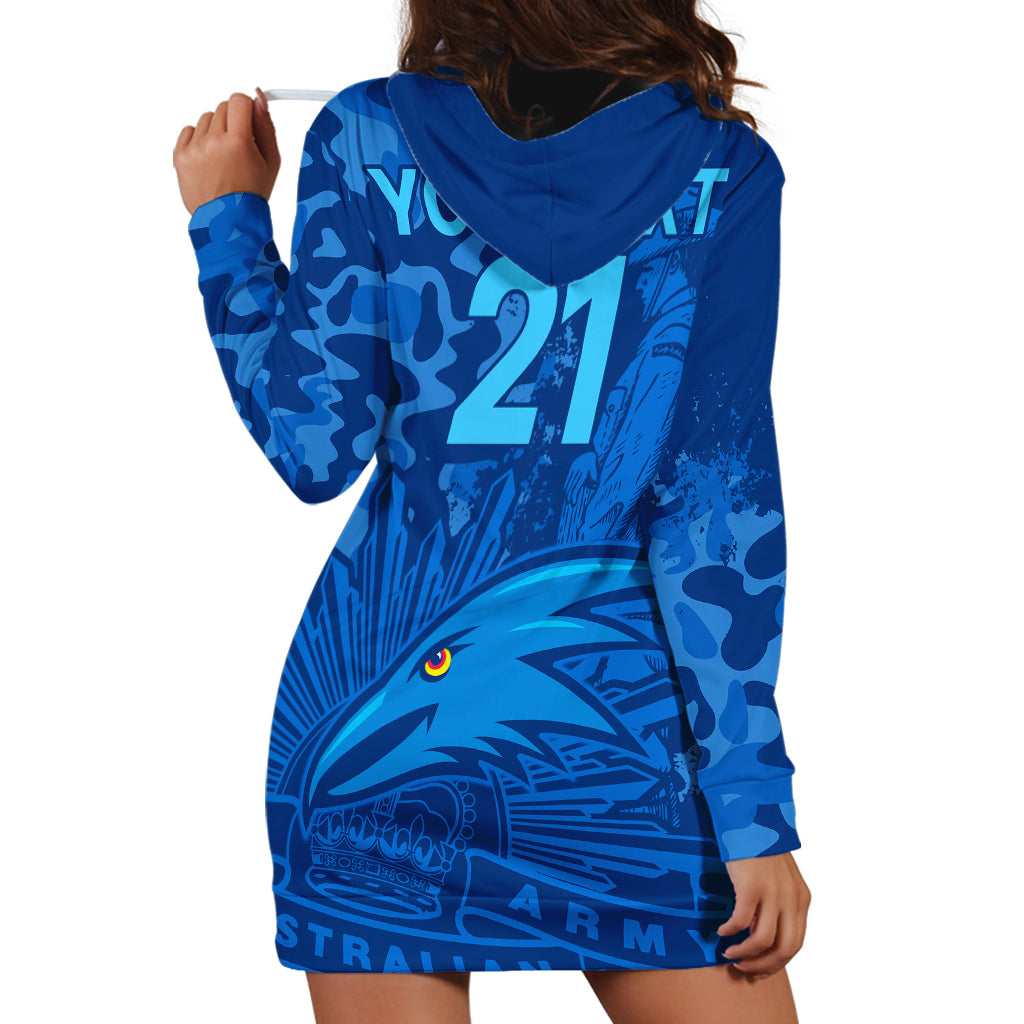 (Custom Text And Number) AFL ANZAC 2023 Adelaide Crows Hoodie Dress Camouflage - Vibe Hoodie Shop