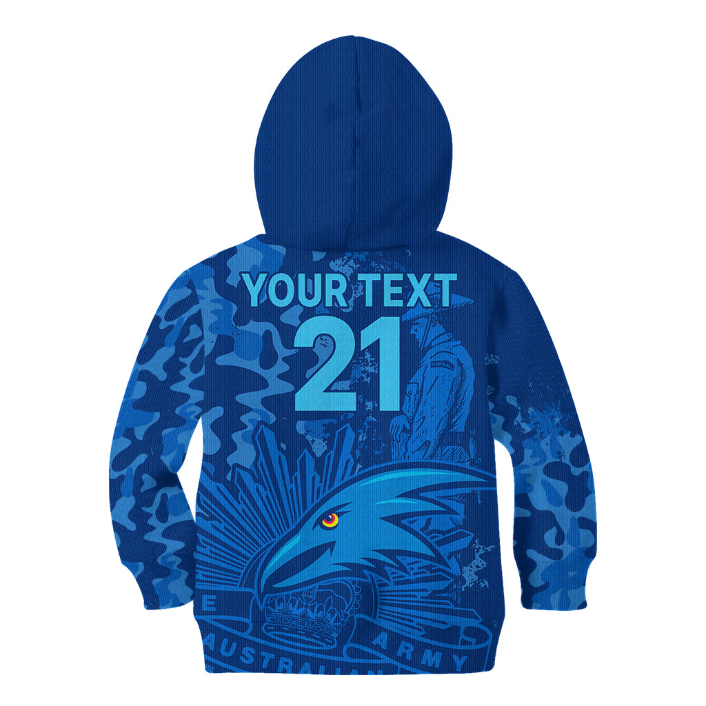 (Custom Text And Number) AFL ANZAC 2023 Adelaide Crows Kid Hoodie Camouflage - Vibe Hoodie Shop