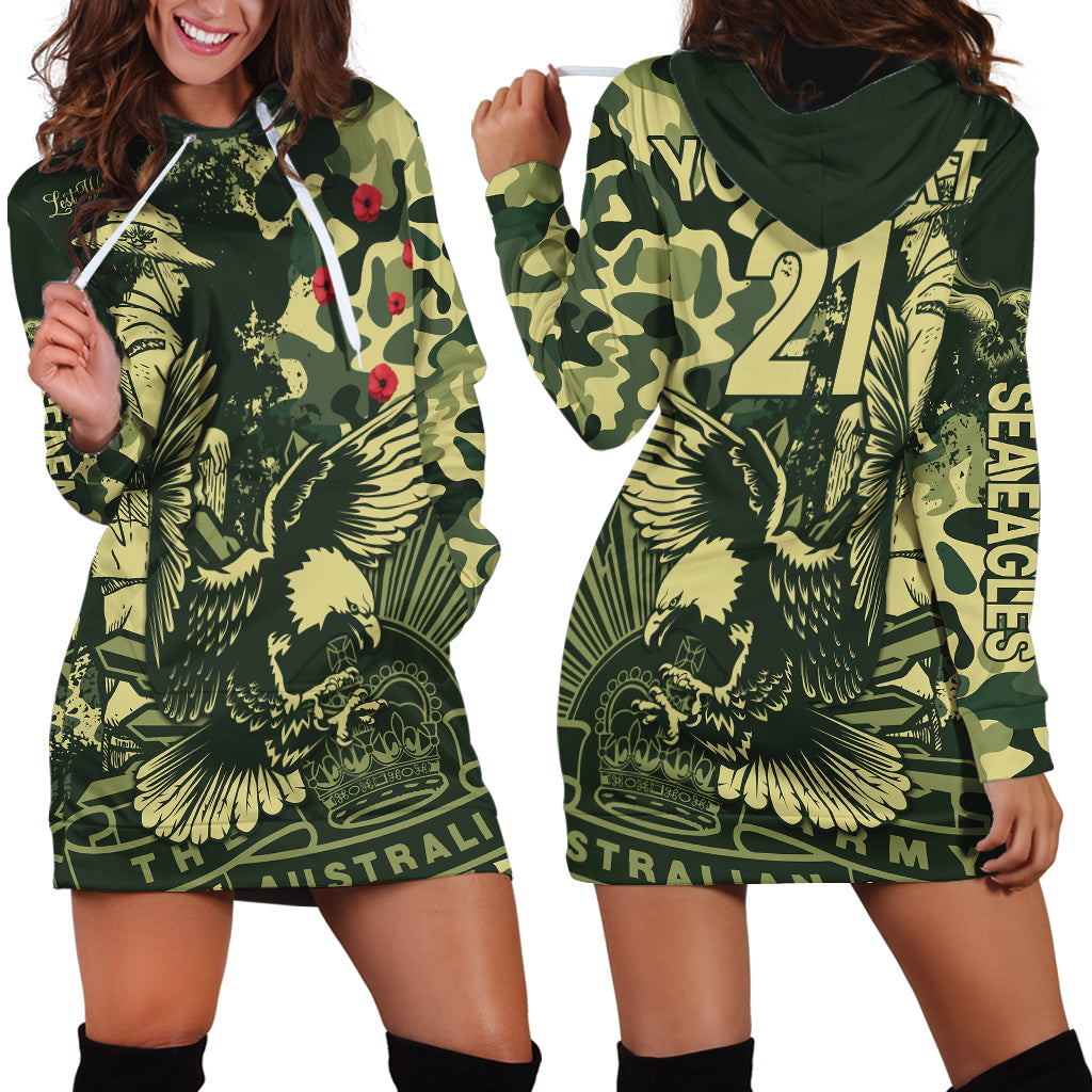 (Custom Text And Number) NRL ANZAC 2023 Sea Eagles Hoodie Dress Camouflage - Vibe Hoodie Shop