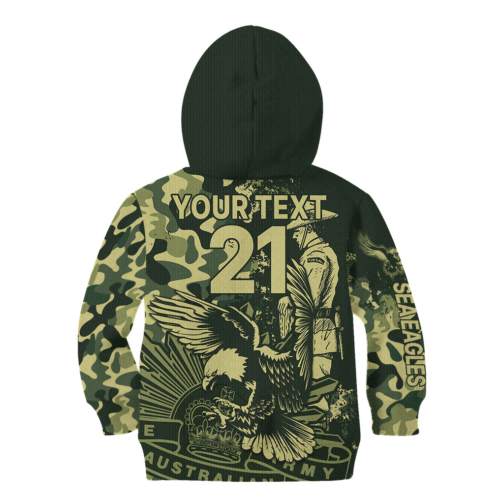 (Custom Text And Number) NRL ANZAC 2023 Sea Eagles Kid Hoodie Camouflage - Vibe Hoodie Shop