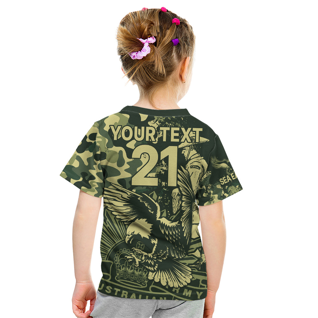 (Custom Text And Number) NRL ANZAC 2023 Sea Eagles Kid T Shirt Camouflage - Vibe Hoodie Shop