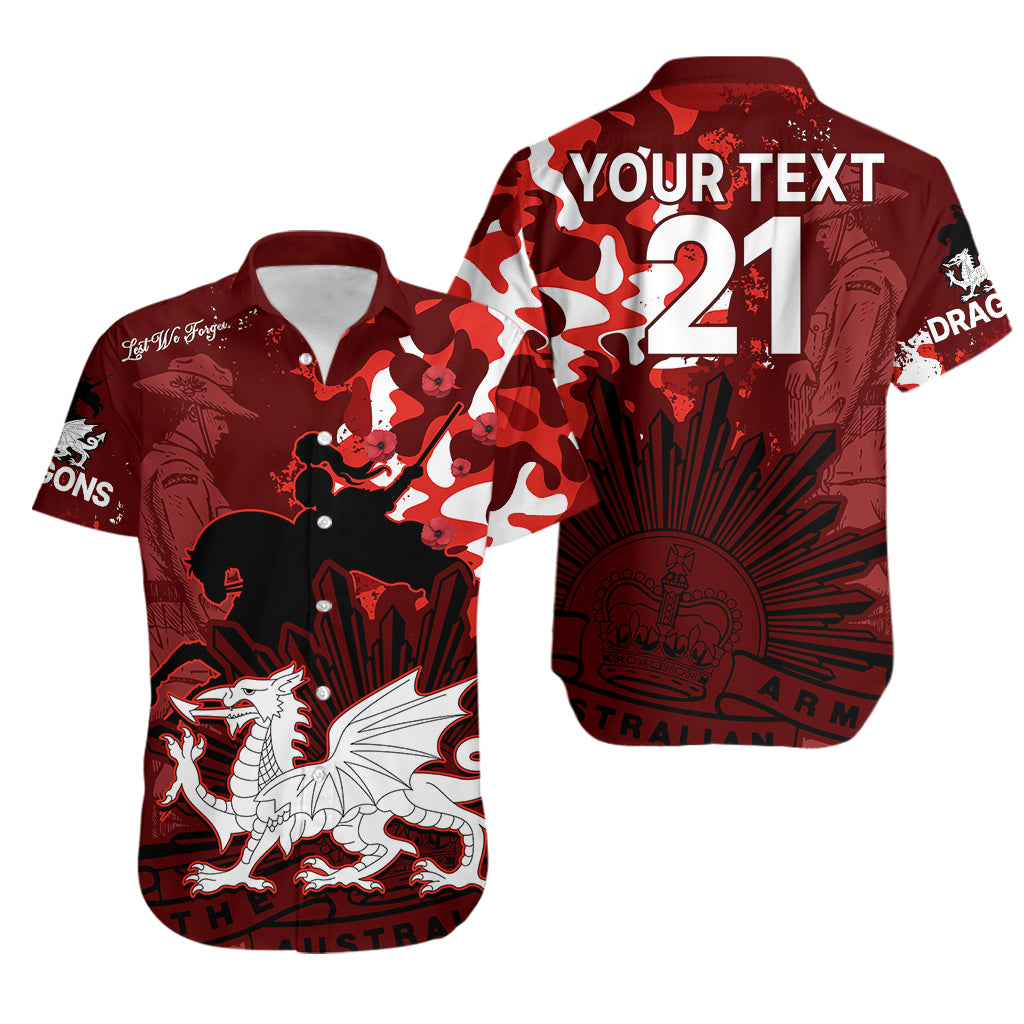 (Custom Text And Number) NRL ANZAC 2023 St Dragons Hawaiian Shirt Camouflage - Vibe Hoodie Shop