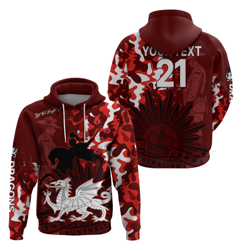 (Custom Text And Number) NRL ANZAC 2023 St Dragons Hoodie Camouflage LT9 - Vibe Hoodie Shop