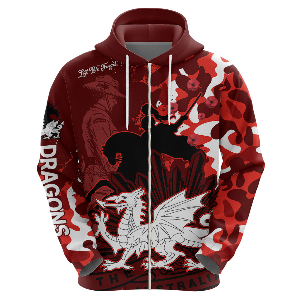 (Custom Text And Number) NRL ANZAC 2023 St Dragons Hoodie Camouflage LT9 - Vibe Hoodie Shop
