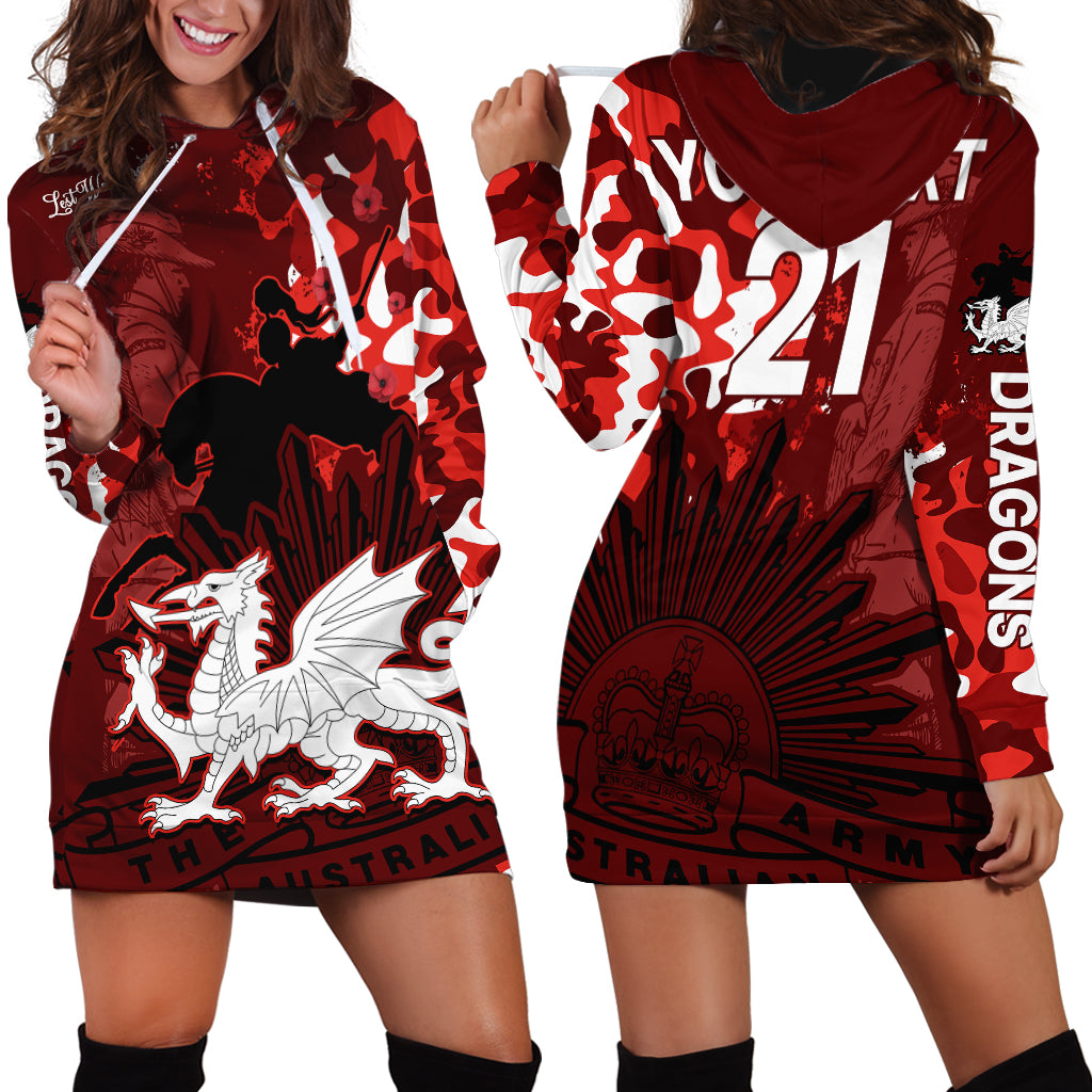 (Custom Text And Number) NRL ANZAC 2023 St Dragons Hoodie Dress Camouflage - Vibe Hoodie Shop