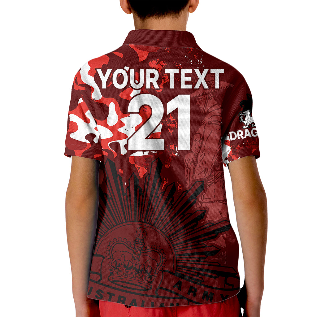 (Custom Text And Number) NRL ANZAC 2023 St Dragons Kid Polo Shirt Camouflage - Vibe Hoodie Shop