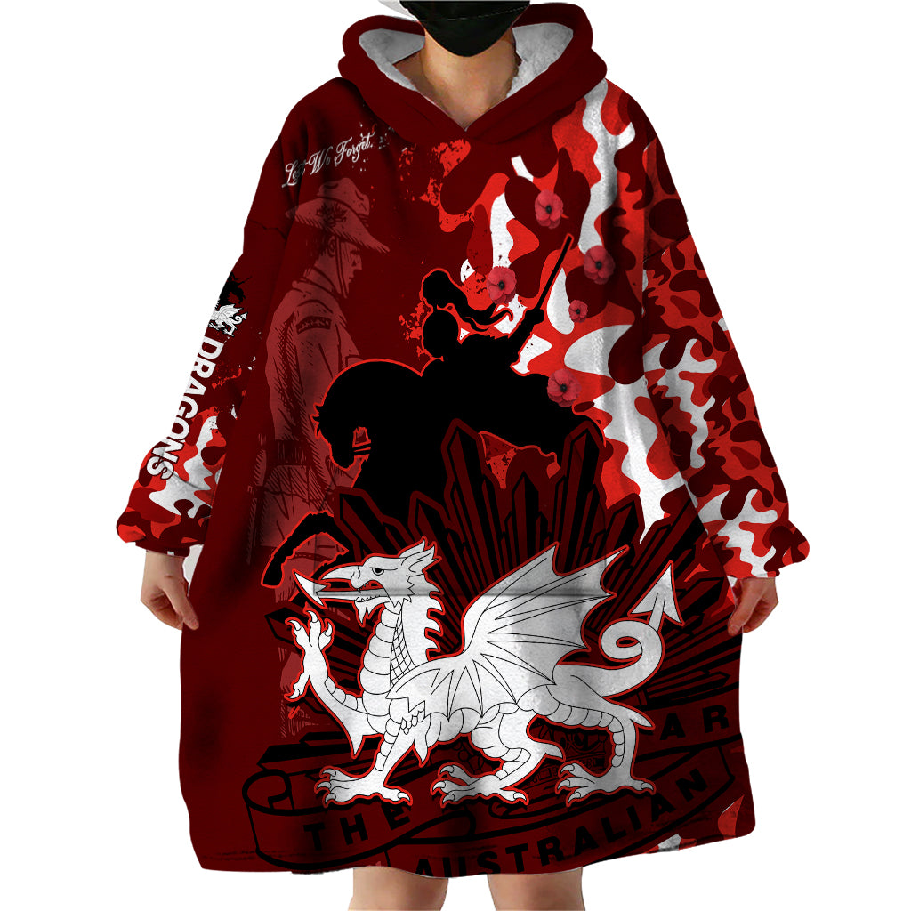 (Custom Text And Number) NRL ANZAC 2023 St Dragons Wearable Blanket Hoodie Camouflage - Vibe Hoodie Shop