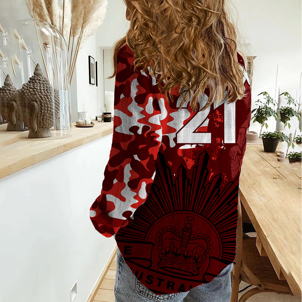 (Custom Text And Number) NRL ANZAC 2023 St Dragons Women Casual Shirt Camouflage - Vibe Hoodie Shop