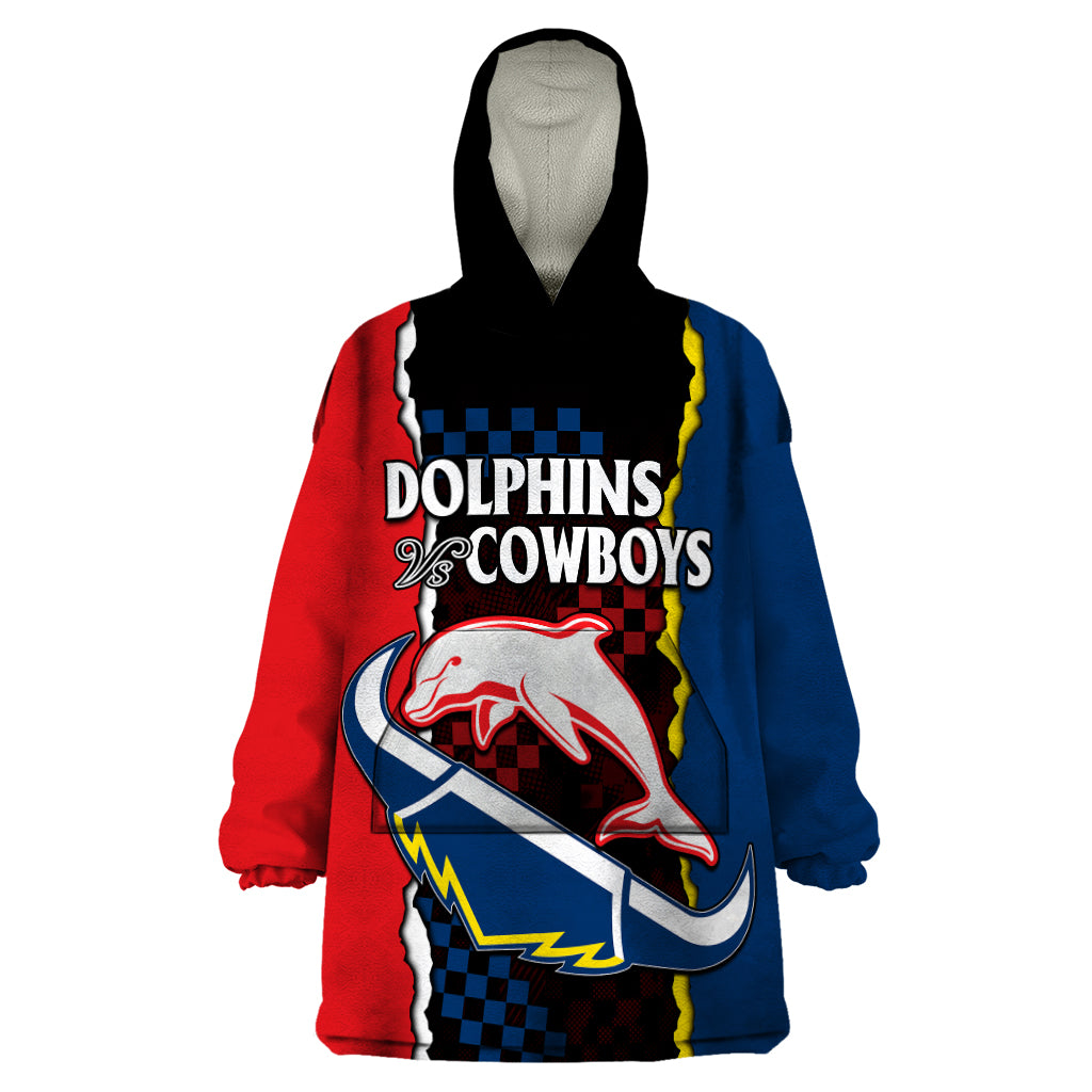 NRL Combine Dolphins and Cowboys Wearable Blanket Hoodie - Vibe Hoodie Shop