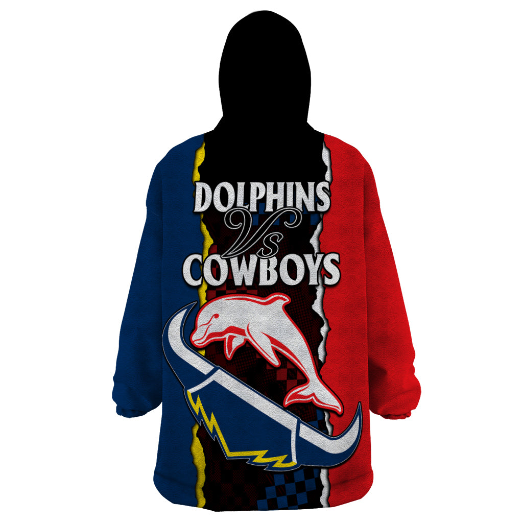 NRL Combine Dolphins and Cowboys Wearable Blanket Hoodie - Vibe Hoodie Shop