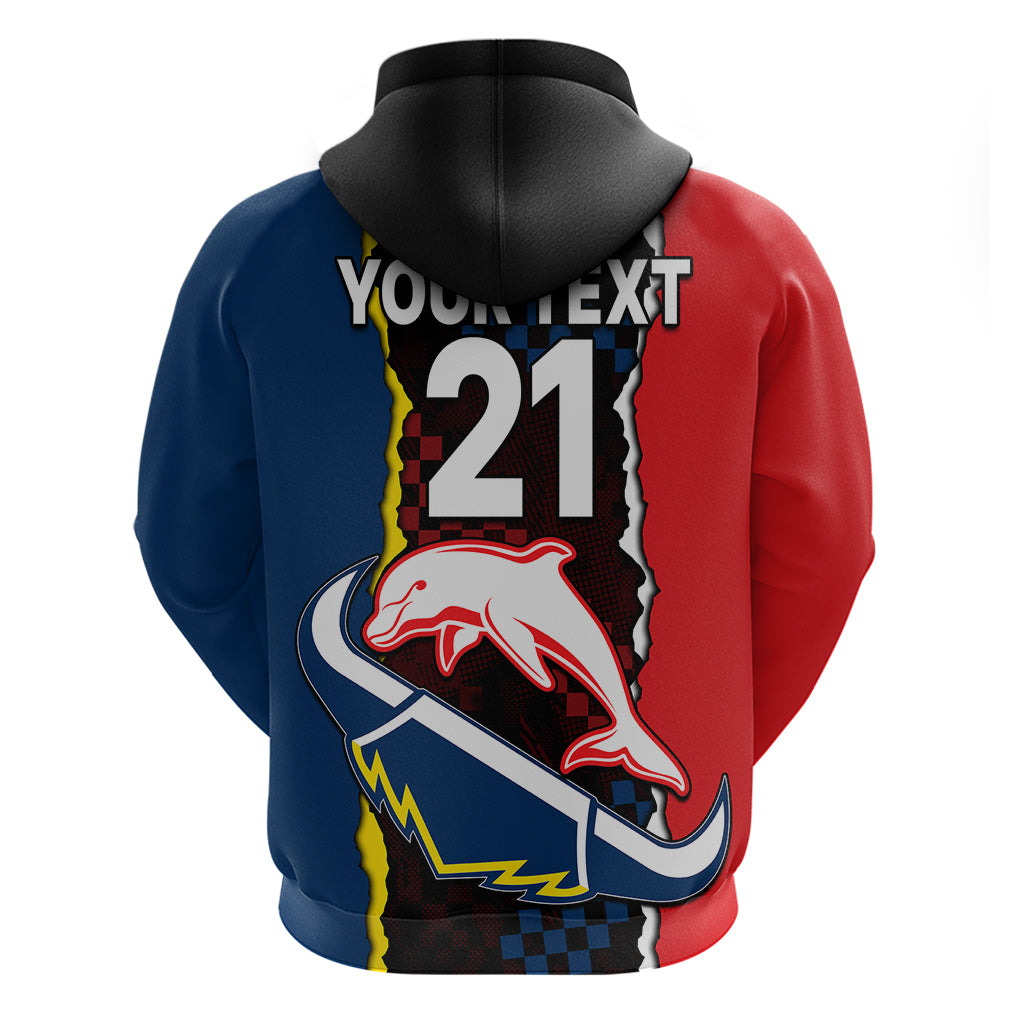 (Custom Text And Number) NRL Combine Dolphins and Cowboys Hoodie LT9 - Vibe Hoodie Shop