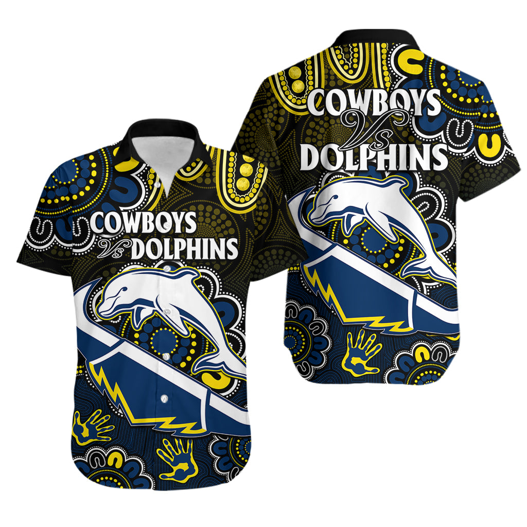 NRL Combine Dolphins and Cowboys Hawaiian Shirt Aboriginal - Vibe Hoodie Shop