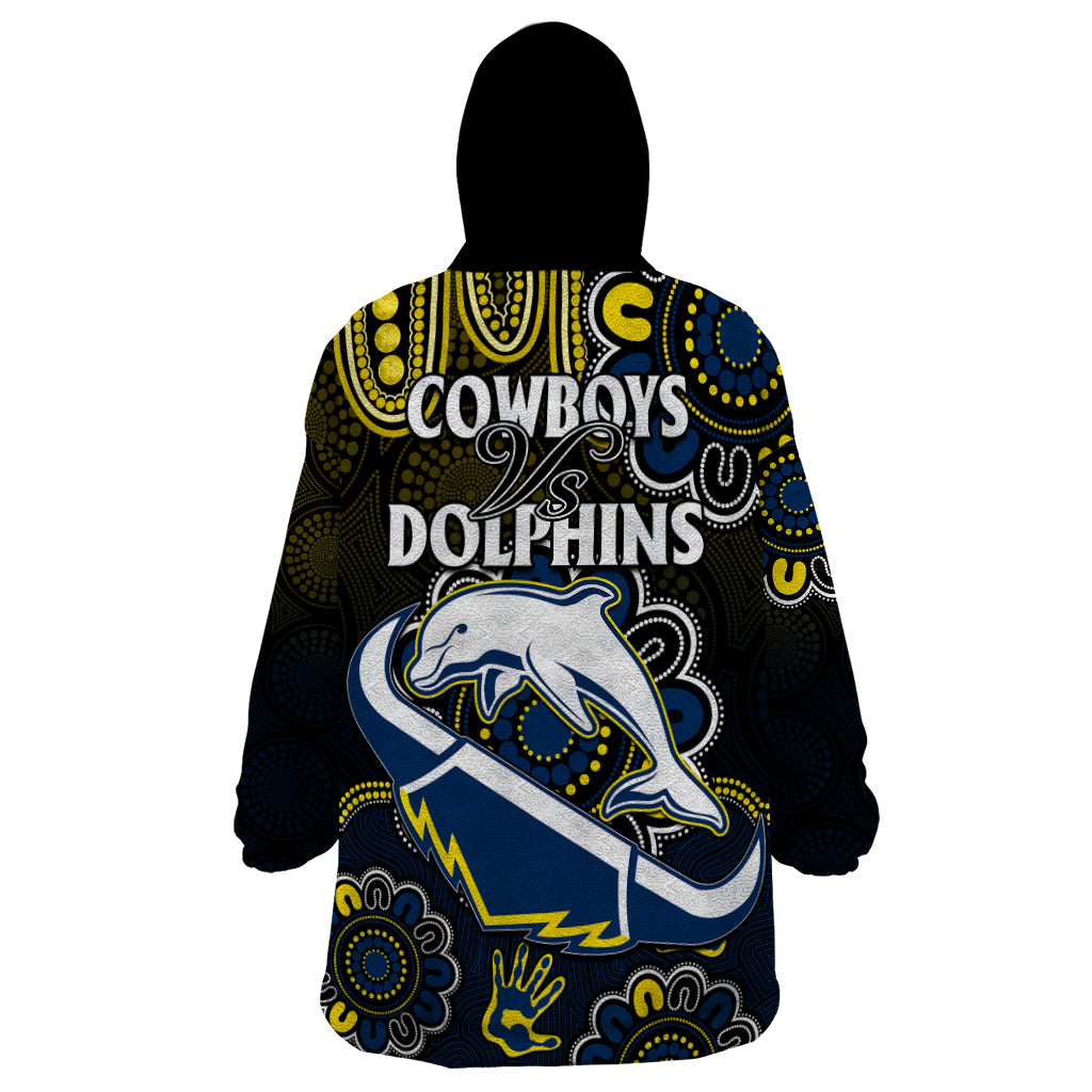 NRL Combine Dolphins and Cowboys Wearable Blanket Hoodie Aboriginal - Vibe Hoodie Shop