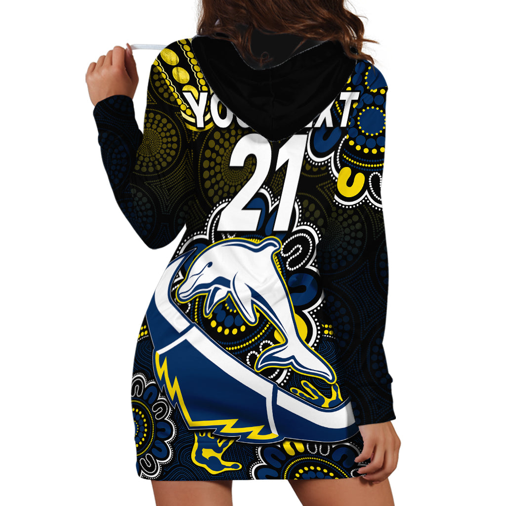 (Custom Text And Number) NRL Combine Dolphins and Cowboys Hoodie Dress Aboriginal - Vibe Hoodie Shop