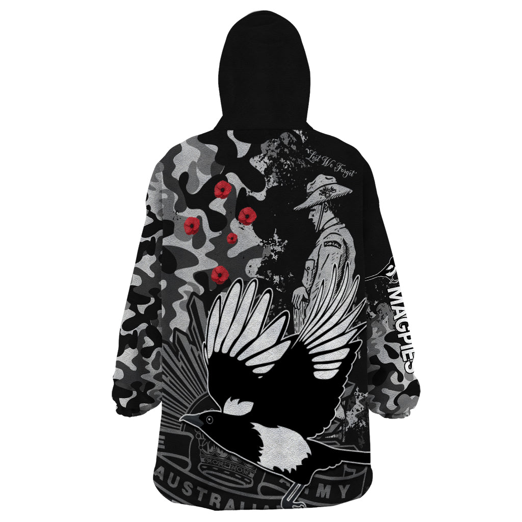 AFL ANZAC 2023 Magpies Wearable Blanket Hoodie Camouflage - Vibe Hoodie Shop