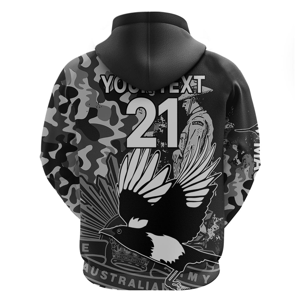 (Custom Text And Number) AFL ANZAC 2023 Magpies Hoodie Camouflage LT9 - Vibe Hoodie Shop