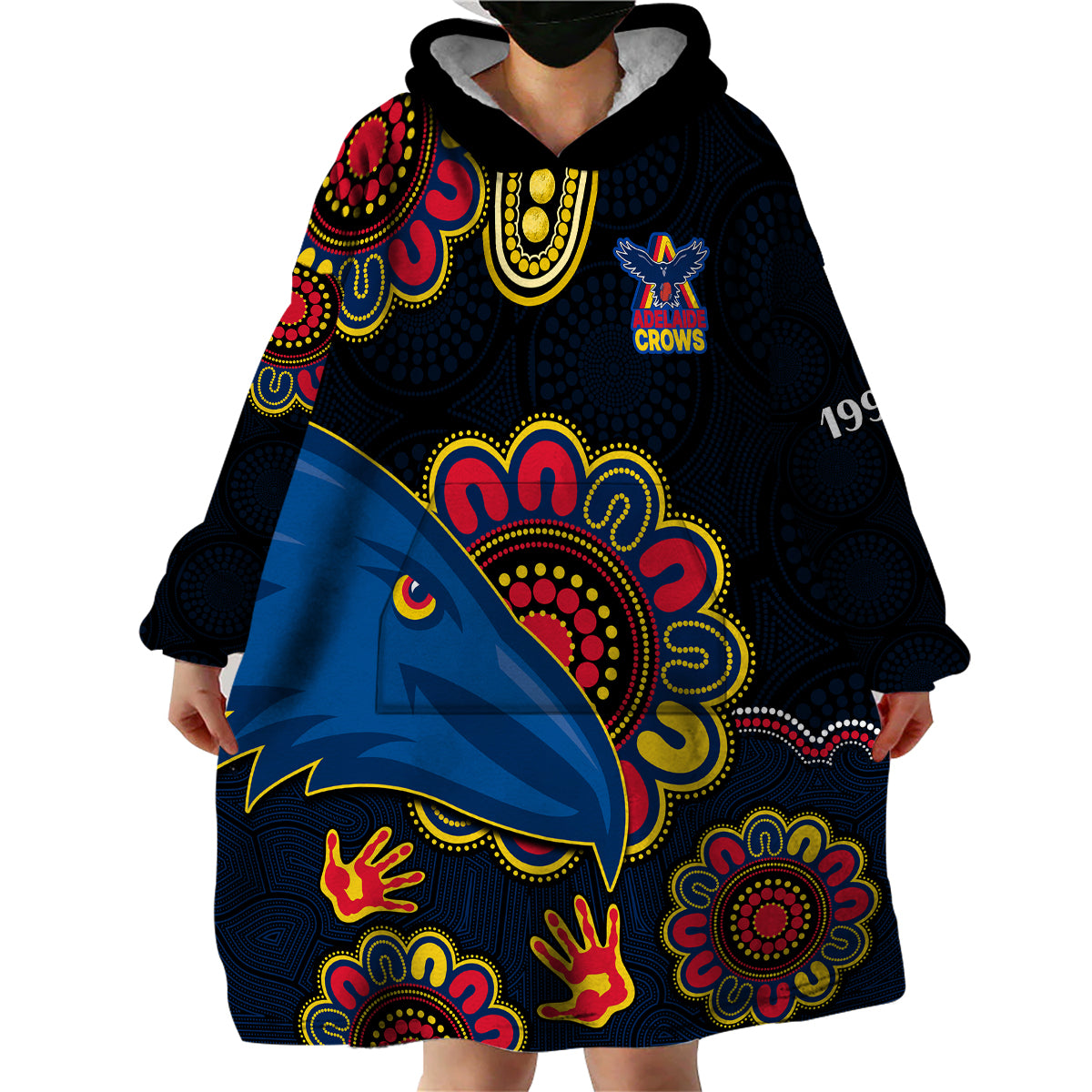 AFL Adelaide Football The Crows 1990 Aboriginal Wearable Blanket Hoodie - Vibe Hoodie Shop