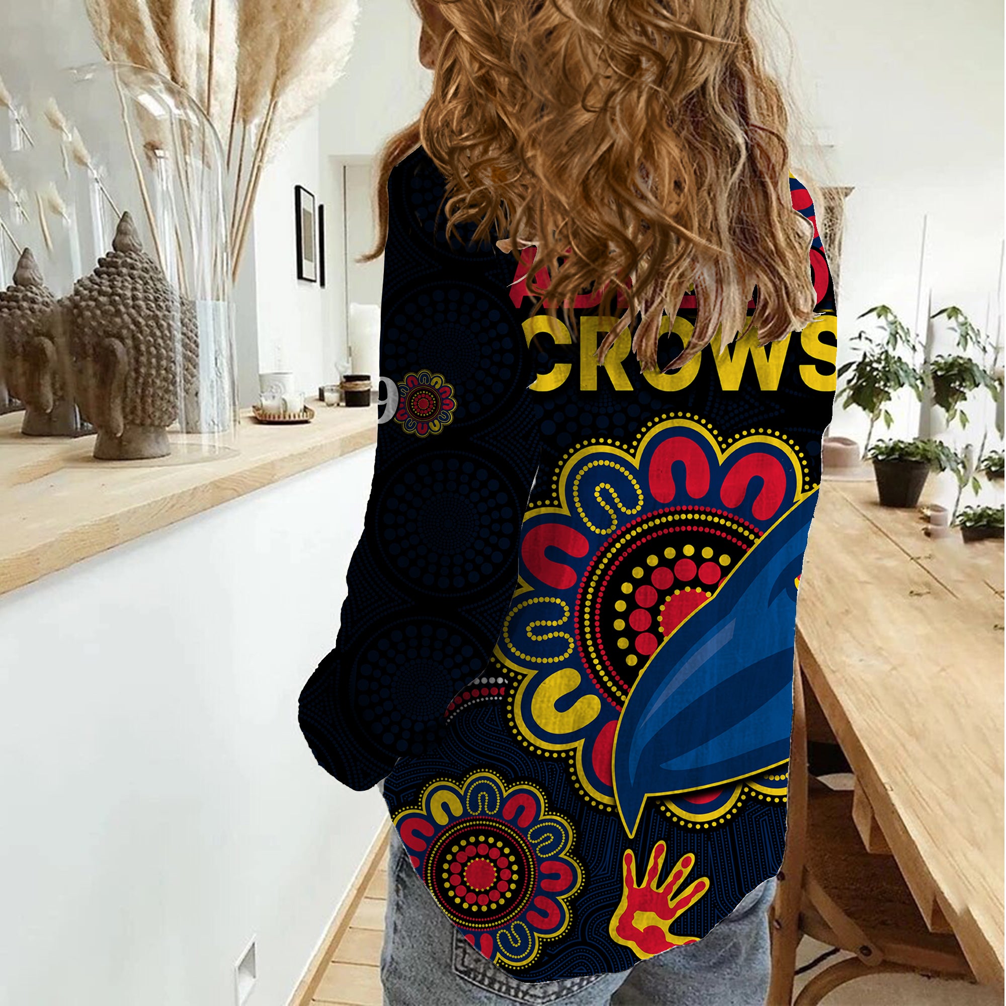 AFL Adelaide Football The Crows 1990 Aboriginal Women Casual Shirt - Vibe Hoodie Shop